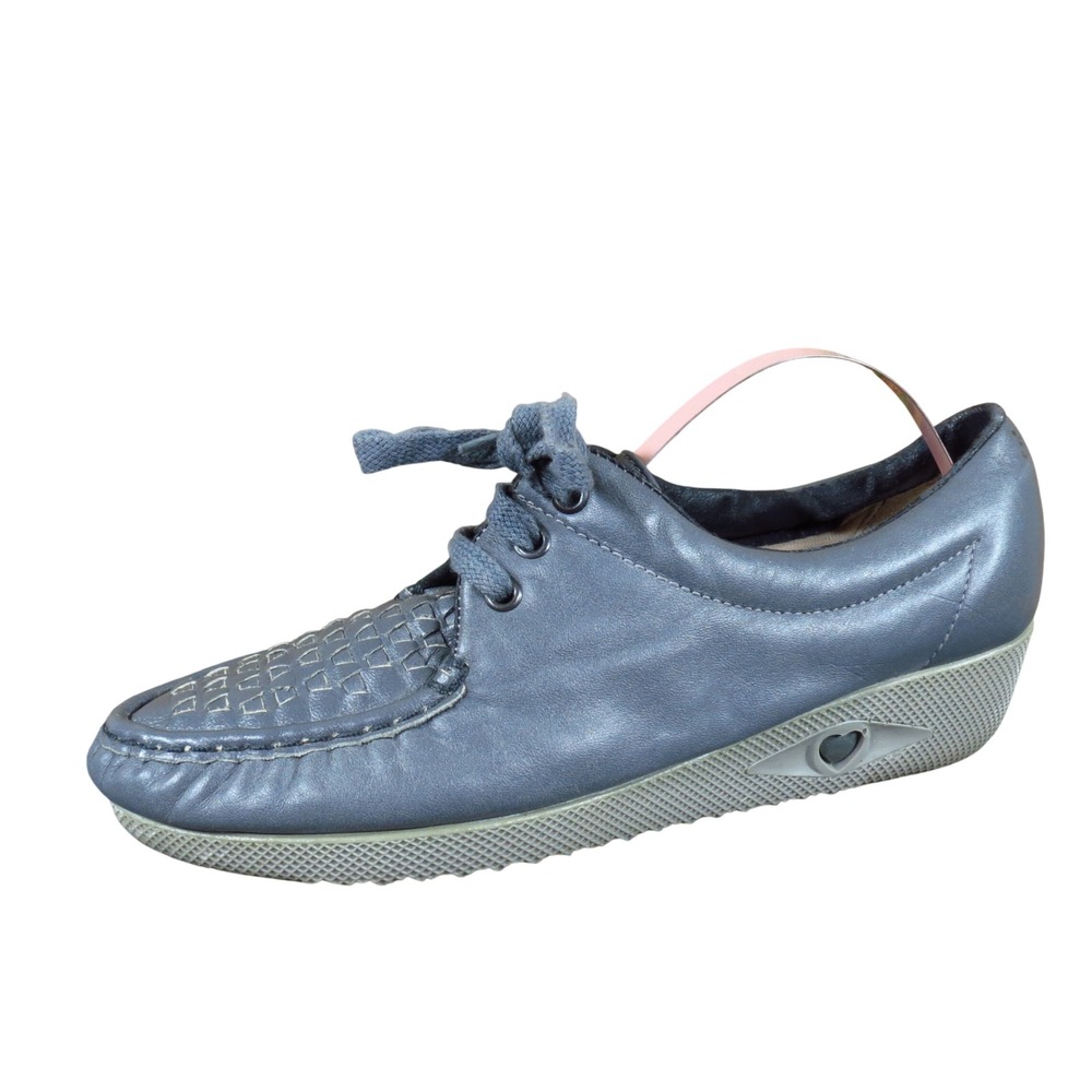 Soft Spots 030467 Womens Wedge Oxford Shoes Size 8 Walking Comfort Gray Leather